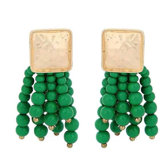 Zara Green Cascade Beaded Earrings - Picture 5 of 6